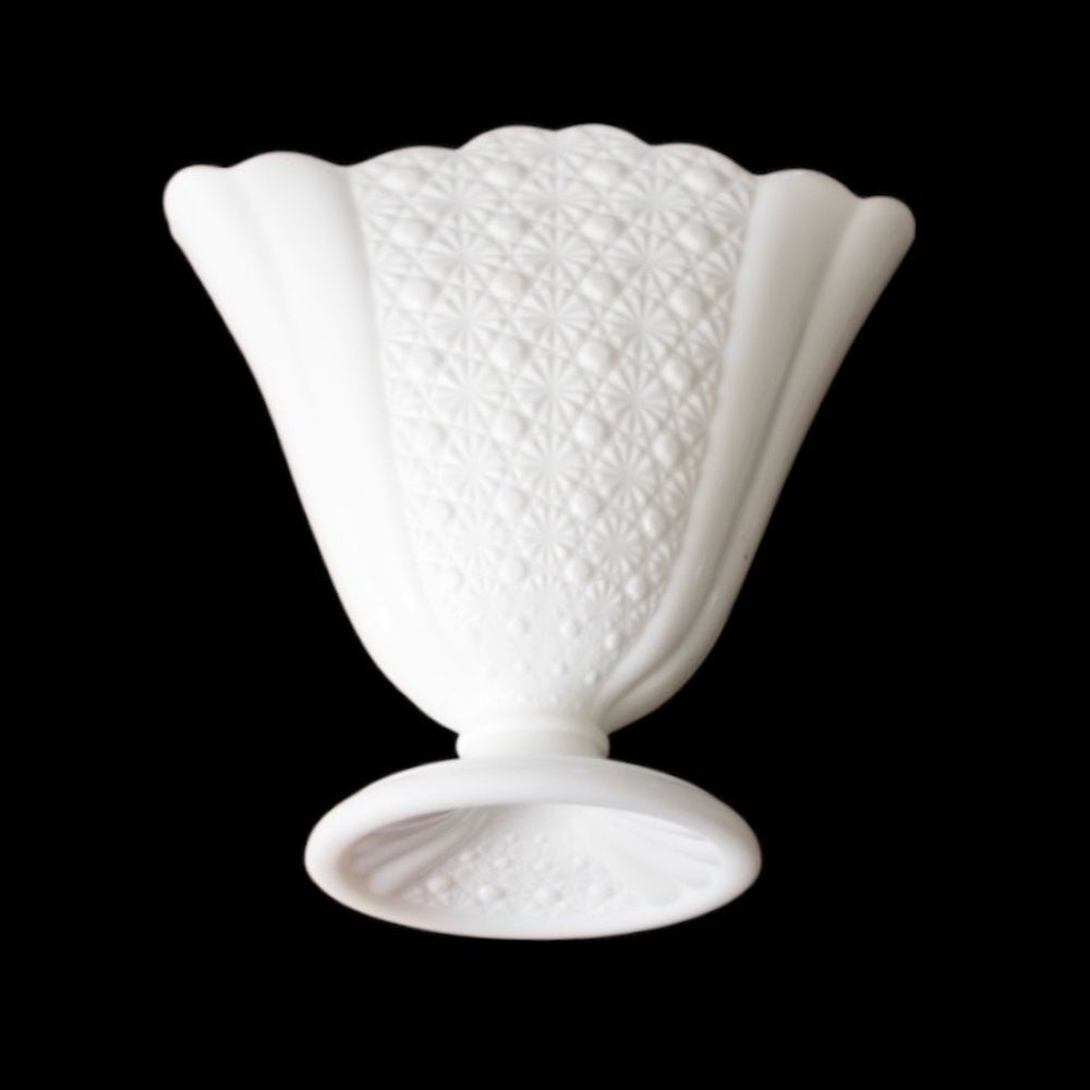 Vintage Fenton Daisy Pattern White Milk Glass Wide Vase